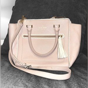 Kate Spade Blush Pink Pebbled Leather Tote Bag w Crossbody Strap